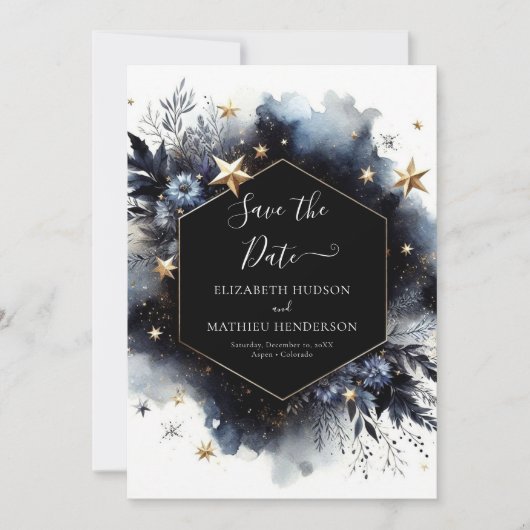 Save The Date Mariage céleste à aquarelle minimale (Devant)