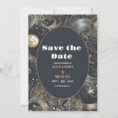 Save The Date Mariage céleste argent or élégant (Devant)