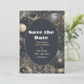 Save The Date Mariage céleste argent or élégant (Debout devant)