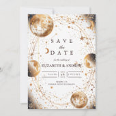 Save The Date Mariage céleste au clair de lune doré (Devant)