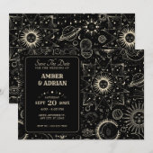 Save The Date Mariage céleste bohème d'astrologie magique (Devant / Derrière)