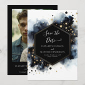 Save The Date Mariage céleste Boho Stars (Devant / Derrière)