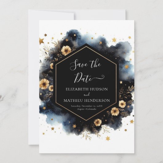 Save The Date Mariage céleste classique minimal (Devant)