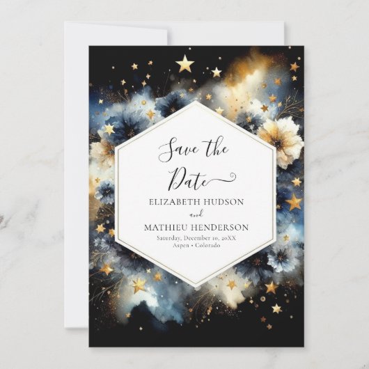Save The Date Mariage céleste de la typographie (Devant)