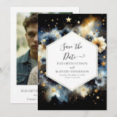 Save The Date Mariage céleste de la typographie (Devant / Derrière)