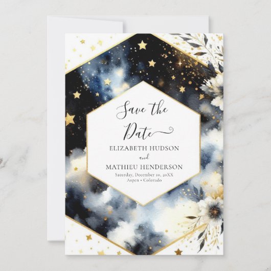 Save The Date Mariage céleste de l'espace personnalisé (Devant)