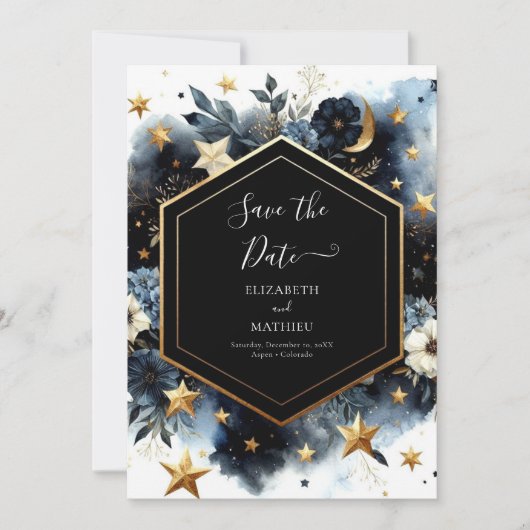 Save The Date Mariage céleste de l'espace rustique (Devant)