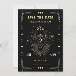 Save The Date Mariage céleste de lune d'art mystique