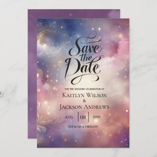 Save The Date Mariage céleste de Stardust (Devant / Derrière)