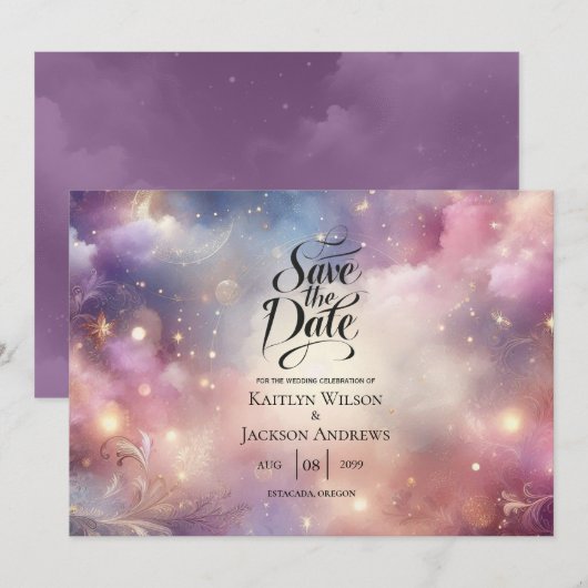 Save The Date Mariage céleste de Stardust (Devant / Derrière)