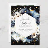 Save The Date Mariage céleste des Étoiles Élégantes (Devant / Derrière)