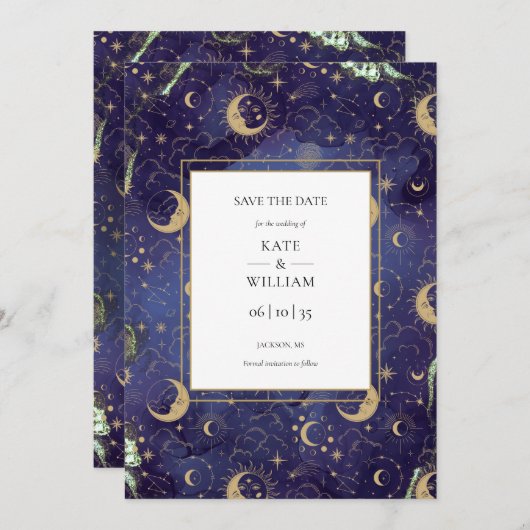 Save The Date Mariage céleste écrit dans les étoiles Photo (Devant / Derrière)