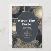 Save The Date Mariage céleste élégant argent or (Devant)