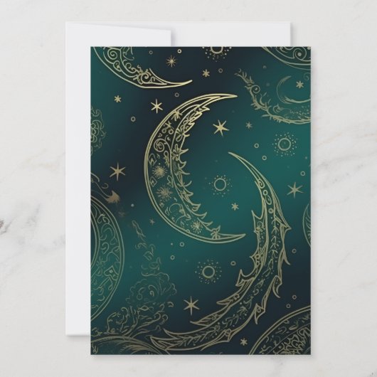 Save The Date Mariage céleste Emerald Green Gold (Dos)