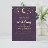 Save The Date Mariage céleste étoiles profondes violettes Lune (Debout devant)