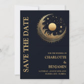 Save The Date Mariage Céleste Galaxie Lune Étoiles (Devant)