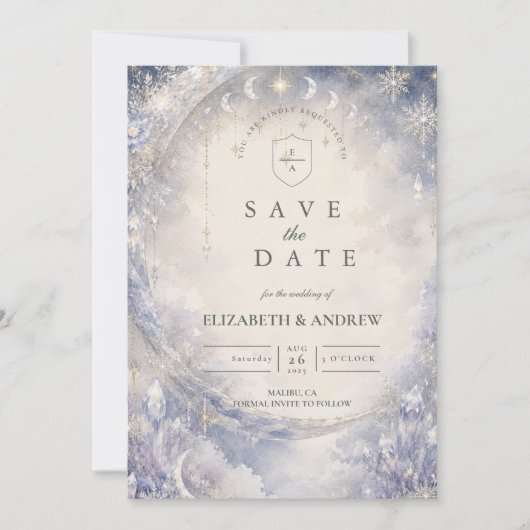 Save The Date Mariage céleste hivernal éthéré (Devant)