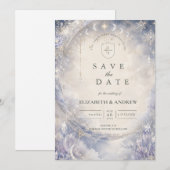 Save The Date Mariage céleste hivernal éthéré (Devant / Derrière)