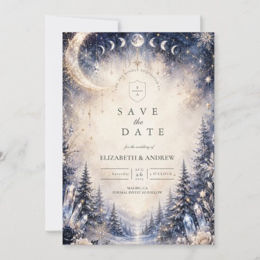 Save The Date Mariage céleste hivernal intemporel (Devant)