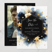 Save The Date Mariage céleste minimal romantique (Devant / Derrière)