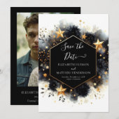 Save The Date Mariage céleste minimal simple (Devant / Derrière)