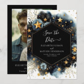 Save The Date Mariage céleste moderne lunaire (Devant / Derrière)