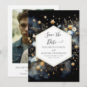 Save The Date Mariage céleste personnalisé moderne (Devant / Derrière)