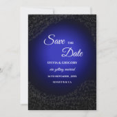 Save The Date Mariage céleste Pleine lune et étoiles Bleu de min (Devant)