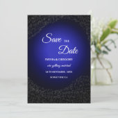 Save The Date Mariage céleste Pleine lune et étoiles Bleu de min (Debout devant)