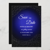 Save The Date Mariage céleste Pleine lune et étoiles Bleu de min (Devant / Derrière)