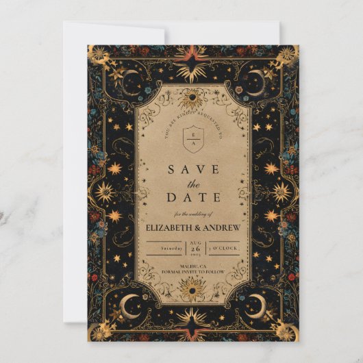 Save The Date Mariage Céleste Renaissance Vintage (Devant)