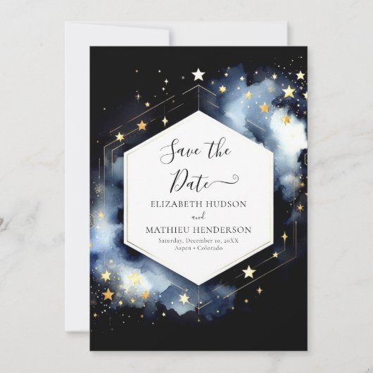 Save The Date Mariage céleste romantique moderne (Devant)