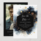 Save The Date Mariage céleste simple et moderne (Devant / Derrière)