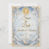 Save The Date Mariage Céleste Soleil Lune Éthéré (Devant)