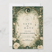 Save The Date Mariage Céleste Vert Botanique (Devant)
