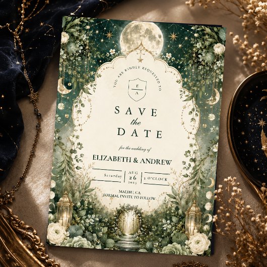 Save The Date Mariage céleste vert élégant