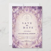 Save The Date Mariage céleste violet éthéré (Devant)