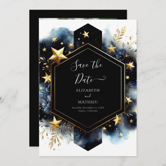 Save The Date Mariage céleste Whimsical Personnalisé (Devant / Derrière)