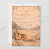 Save The Date Mariage Champêtre à la Guitare au Feu de Camp Occi (Devant)