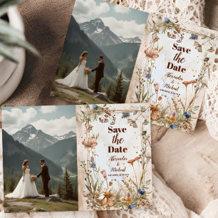 Save The Date Mariage Champêtre à l'Aquarelle Rustique en Bois