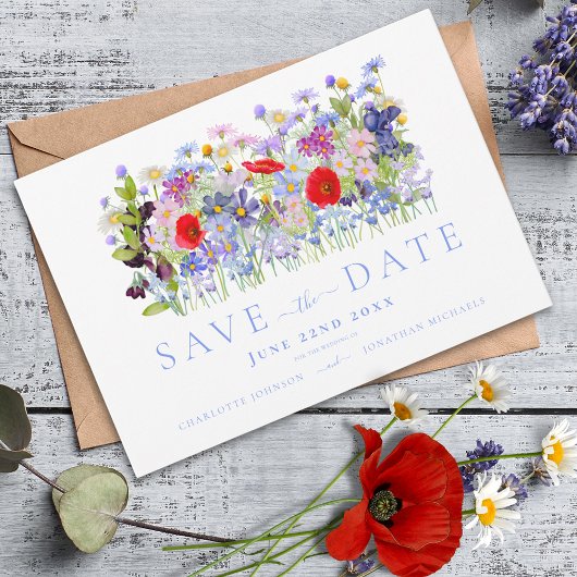 Save The Date Mariage Champêtre aux Couleurs Vives et Modernes