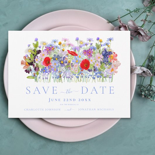 Save The Date Mariage Champêtre aux Couleurs Vives Modernes