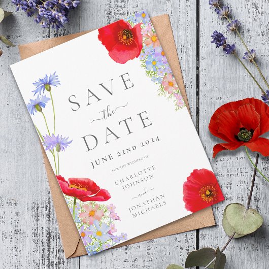 Save The Date Mariage Champêtre aux Couleurs Vives Modernes