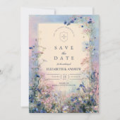 Save The Date Mariage Champêtre aux Fleurs Sauvages Pastel (Devant)