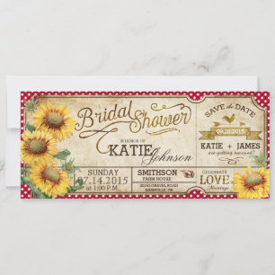Save The Date Mariage Champêtre avec Tournesols à Carreaux
