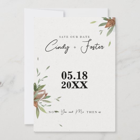 Save The Date Mariage champêtre avec verdure en coton (Devant)