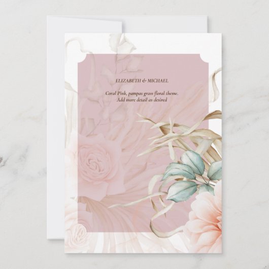 Save The Date Mariage champêtre bohème aérien herbe des pampas p (Dos)
