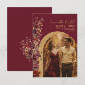 Save The Date Mariage Champêtre Bohème Chic avec Arche de Fleurs (Devant / Derrière)