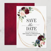 Save The Date Mariage champêtre bohème rustique avec du floral m (Devant / Derrière)
