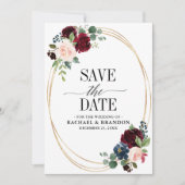 Save The Date Mariage champêtre bohème rustique en floral bleu m (Devant)